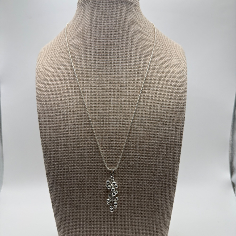 925 Sterling Silver Dainty Quirky Grapes Cluster Snake Chain Necklace Silver 18"